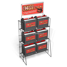 Quality Showroom 6Mm Metal Wire Custom 3-Layer Floor Standing Car Storage Battery Display Stand